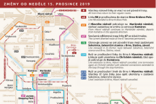 Přehled změn jízdních řádů v Brně od 15. prosince 2019