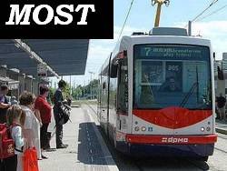 Tramvaj v městě Most obrazek tramvaje v Moste