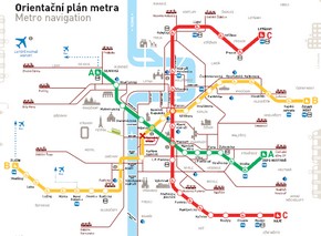 Trasy a stanice metra Praha obrazek tras metra