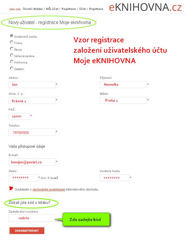 obrázek eknihovna.cz - registrace uživatelského účtu pro stahování eknihy zdarma